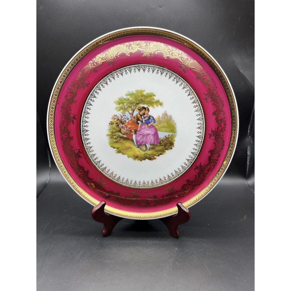 Vintage Fragonard Limoges Porcelain 12.5" Tray Made for Oceanic Cruise Lines